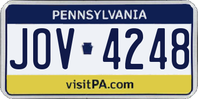 PA license plate JOV4248