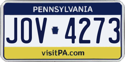 PA license plate JOV4273
