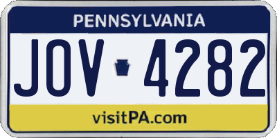 PA license plate JOV4282