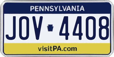 PA license plate JOV4408