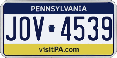 PA license plate JOV4539