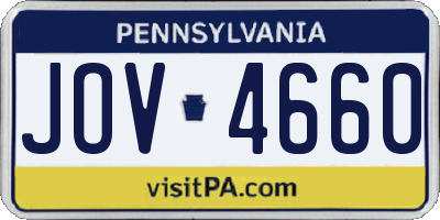PA license plate JOV4660
