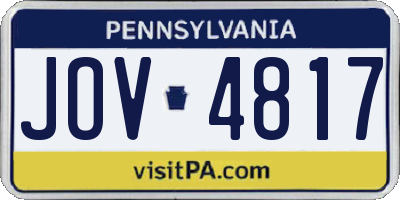 PA license plate JOV4817