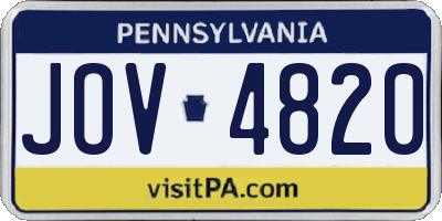 PA license plate JOV4820