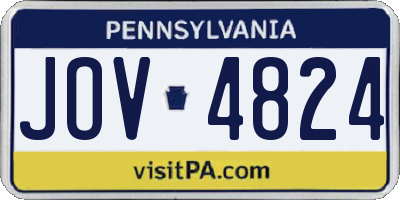 PA license plate JOV4824