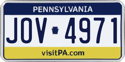 PA license plate JOV4971