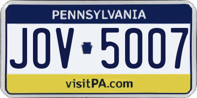 PA license plate JOV5007