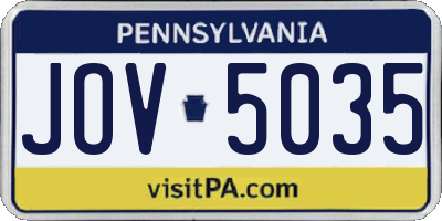 PA license plate JOV5035