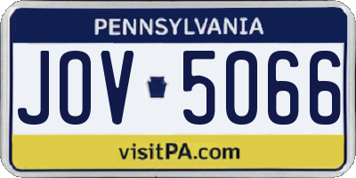 PA license plate JOV5066