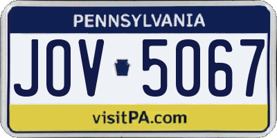 PA license plate JOV5067