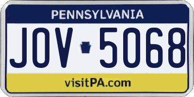 PA license plate JOV5068