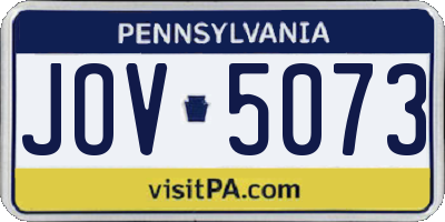 PA license plate JOV5073