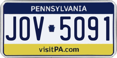 PA license plate JOV5091