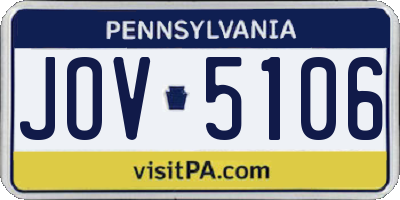 PA license plate JOV5106