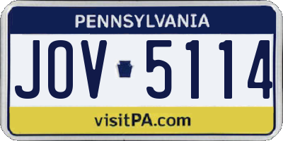 PA license plate JOV5114