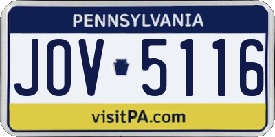 PA license plate JOV5116
