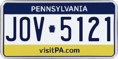 PA license plate JOV5121