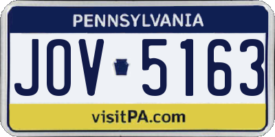 PA license plate JOV5163