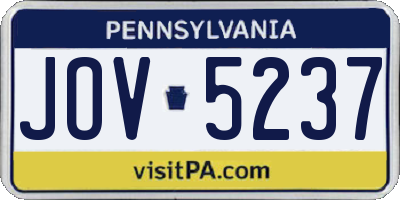 PA license plate JOV5237