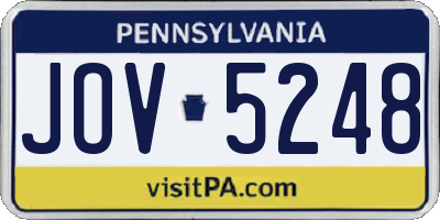 PA license plate JOV5248