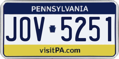 PA license plate JOV5251