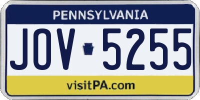 PA license plate JOV5255