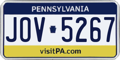 PA license plate JOV5267