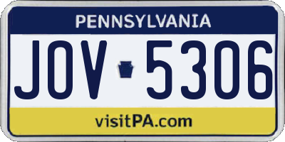 PA license plate JOV5306