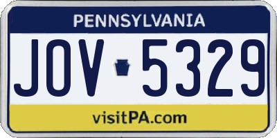 PA license plate JOV5329