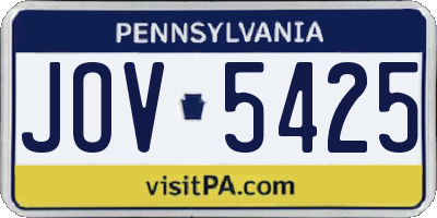 PA license plate JOV5425