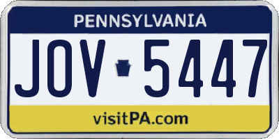 PA license plate JOV5447
