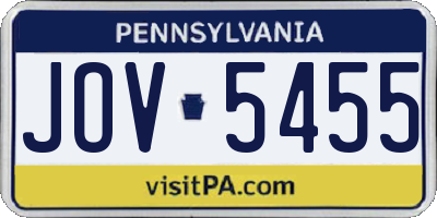 PA license plate JOV5455