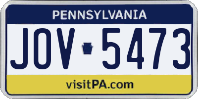 PA license plate JOV5473