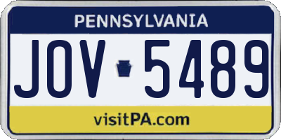 PA license plate JOV5489