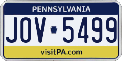 PA license plate JOV5499