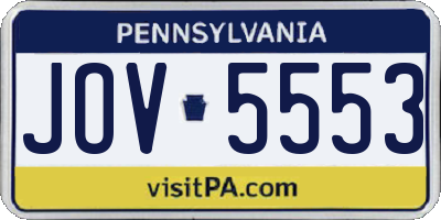 PA license plate JOV5553
