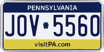 PA license plate JOV5560