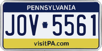 PA license plate JOV5561