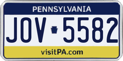 PA license plate JOV5582