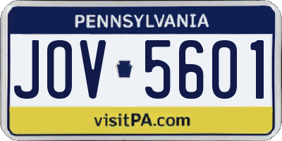 PA license plate JOV5601