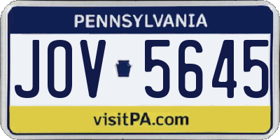 PA license plate JOV5645