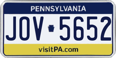 PA license plate JOV5652