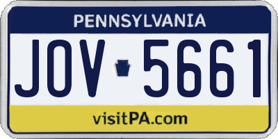 PA license plate JOV5661