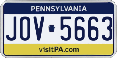 PA license plate JOV5663