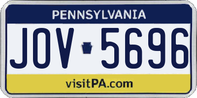 PA license plate JOV5696