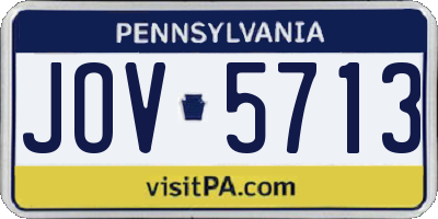 PA license plate JOV5713