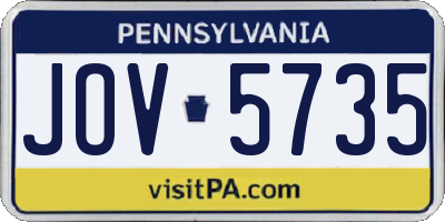 PA license plate JOV5735
