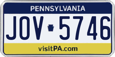 PA license plate JOV5746