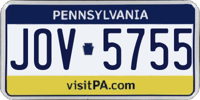 PA license plate JOV5755
