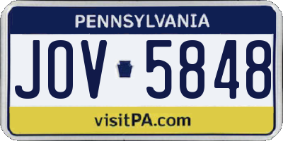 PA license plate JOV5848